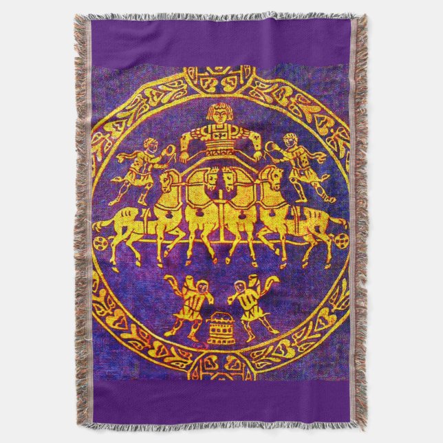 12th century medieval horseman and soldiers throw blanket (Front Vertical)