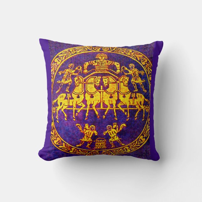 12th century medieval horseman and soldiers throw pillow (Front)