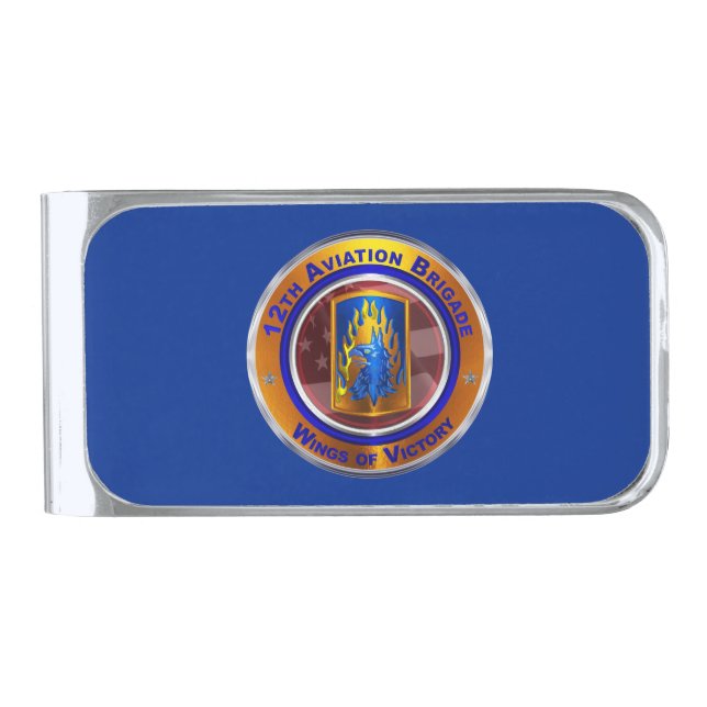 12th Combat Aviation Brigade (CAB) Silver Finish Money Clip (Front)