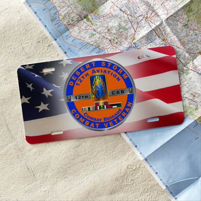 12th Combat Aviation Brigade Desert Storm Veteran License Plate (In Situ)