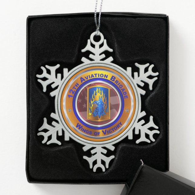 12th Combat Aviation Brigade  Snowflake Pewter Christmas Ornament (Box)