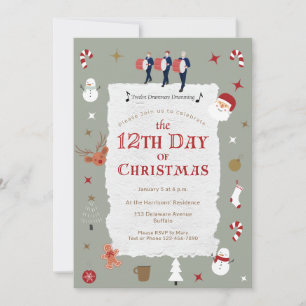 12th Day of Christmas Vintage Twelfth Night Party Invitation