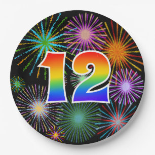 12th Event - Fun, Colorful, Bold, Rainbow 12 Paper Plates