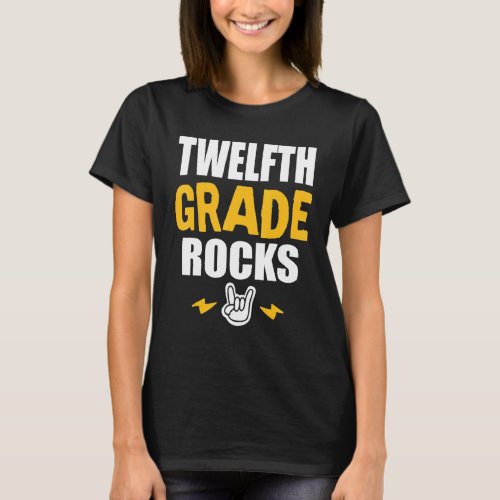 12th Grade Rocks   Back To School Music Teacher St T_Shirt