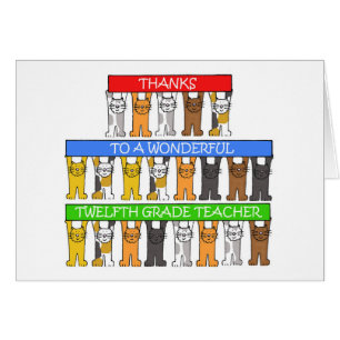 12th Grade Teacher Thanks Cartoon Cats Cards