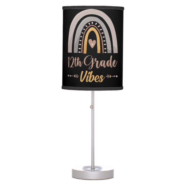 12th Grade Vibes Twelfth Grade Back to School Table Lamp (Front)