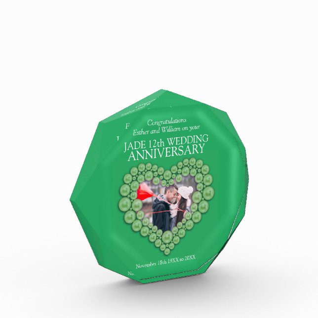 12th Jade wedding anniversary custom photo Acrylic Award (Left)
