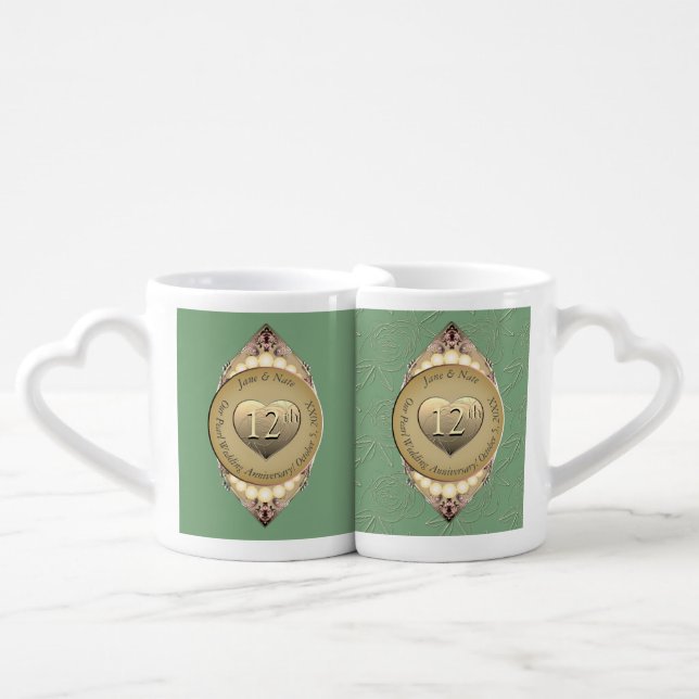 12th or 30th Pearl & Green Lovers' mug (Front Nesting)