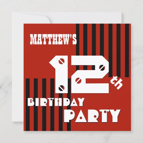 12th or Any Birthday Modern Stripes T12Z Invitation