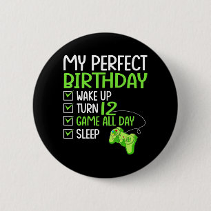 12th Perfect Birthday Boys Gaming 12 Years Old Gif Button