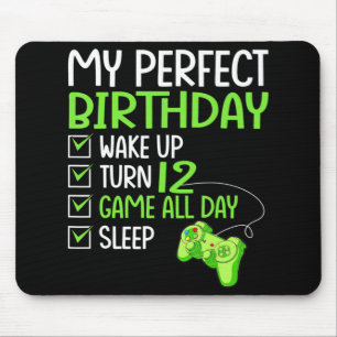 12th Perfect Birthday Boys Gaming 12 Years Old Gif Mouse Pad