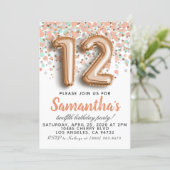 12th Rose Gold Birthday Invitation (Standing Front)
