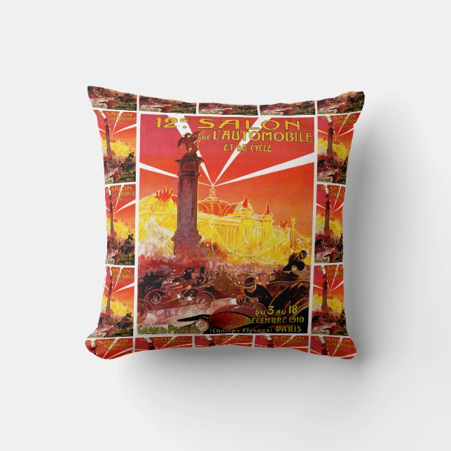 12th Salon de l'Automobile et du Cycle Throw Pillow (Front)