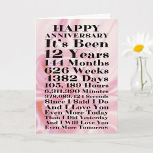 12th Silk Wedding Anniversary Card