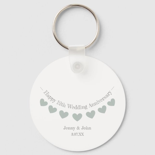 12th Silk Wedding Anniversary husband & wife gift  Keychain (Front)