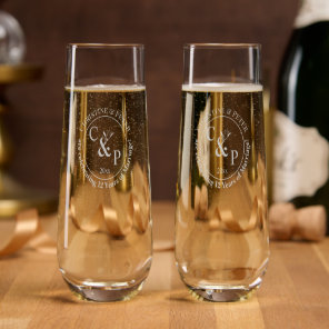 12th Silk Wedding Anniversary Stemless Champagne Flute