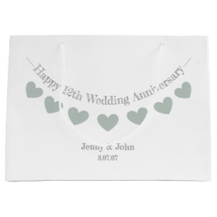 12th/ silk Wedding Anniversary with jade hearts Large Gift Bag