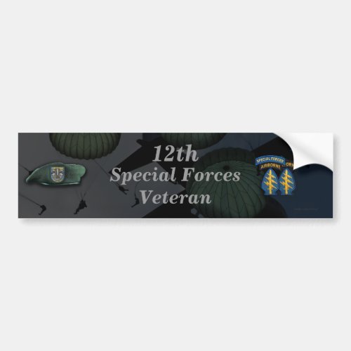 12th special forces green berets sf veterans vets bumper sticker