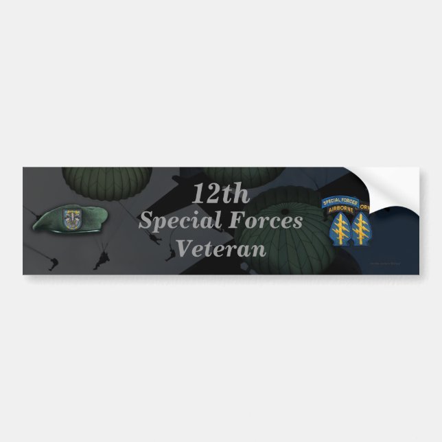 12th special forces green berets sf veterans vets bumper sticker (Front)