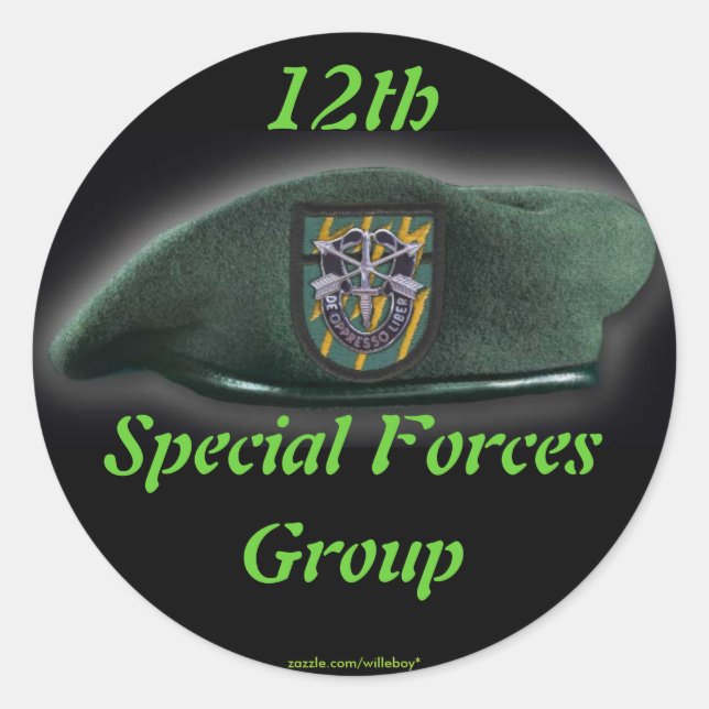 12th Special forces sf Green Berets veterans Classic Round Sticker (Front)