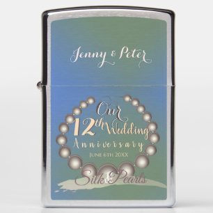 12th Wedding Anniversary Black Pearls Zippo Lighter