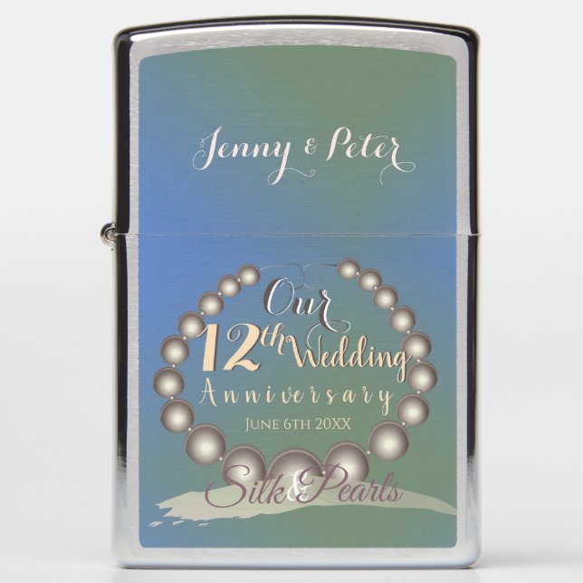 12th Wedding Anniversary Black Pearls    Zippo Lighter (Front)