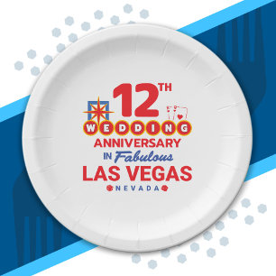 12th Wedding Anniversary Couples Las Vegas Trip Paper Plates
