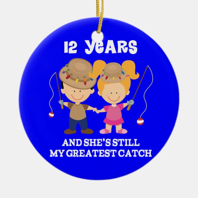 12th Wedding Anniversary Funny Gift For Him Ceramic Ornament (Front)