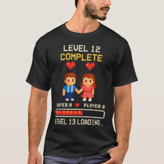 12Th Wedding Anniversary Gamer Vintage Level 12 T-Shirt