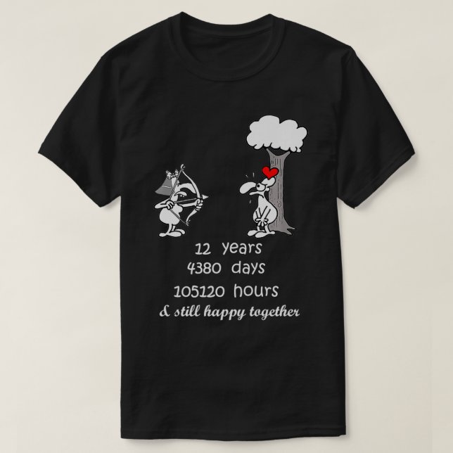 12th Wedding Anniversary Gift For Him Her 12 Years T-Shirt (Design Front)