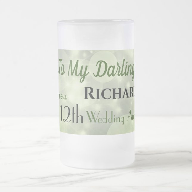 12th Wedding Anniversary Husband Frosted Glass Beer Mug (Center)