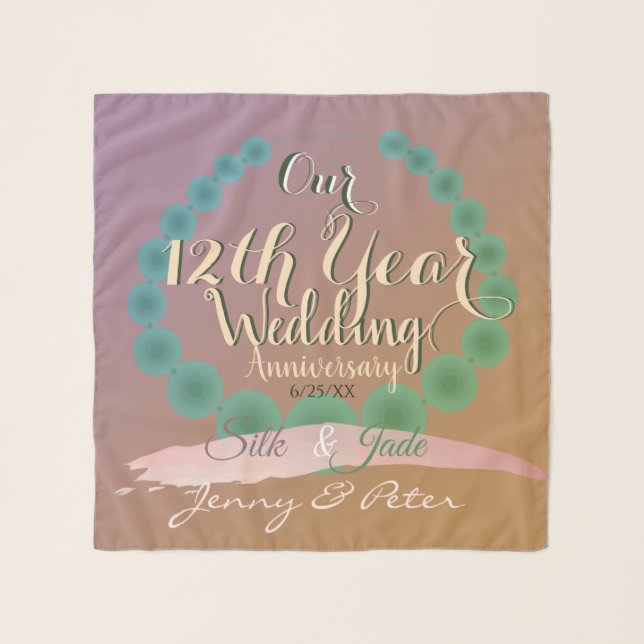 12th Wedding Anniversary Jade Beads Scarf (Front)