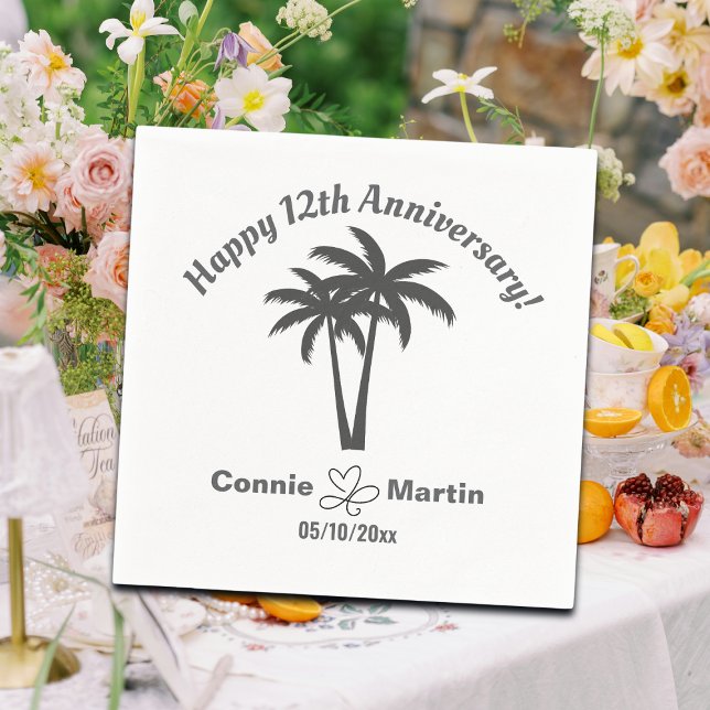 12th Wedding Anniversary Palm Trees Napkins (Creator Uploaded)