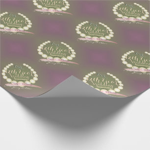 12th Wedding Anniversary Pearls and Plum Moss Wrapping Paper