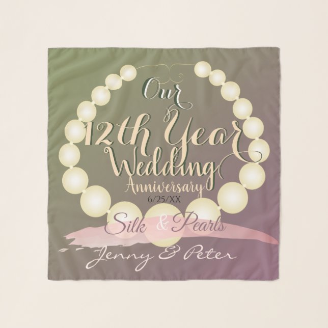 12th Wedding Anniversary Pearls Scarf (Front)