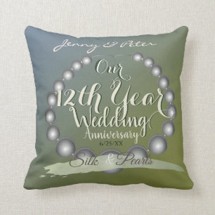 12th Wedding Anniversary Pearls Throw Pillow