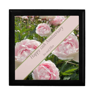 12th Wedding Anniversary, Peony flower Gift Box