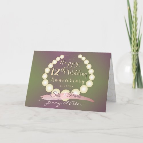 12th Wedding Anniversary Silk and pearls Card