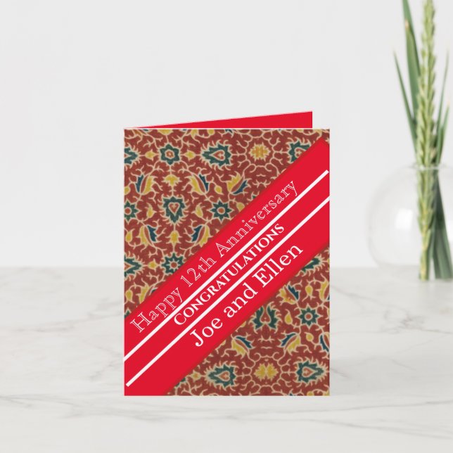 12th Wedding Anniversary, Silk Anniversary Card (Front)