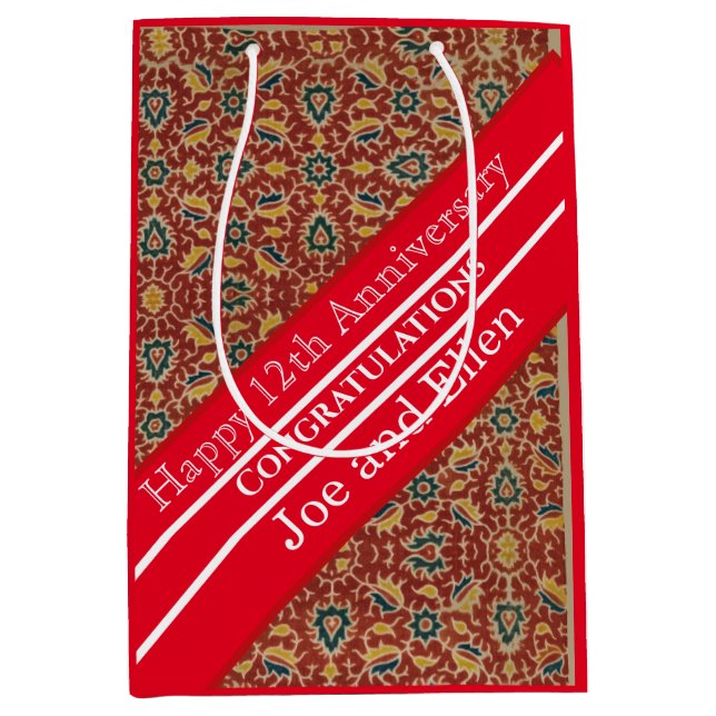 12th Wedding Anniversary, Silk Anniversary Medium Gift Bag (Front)