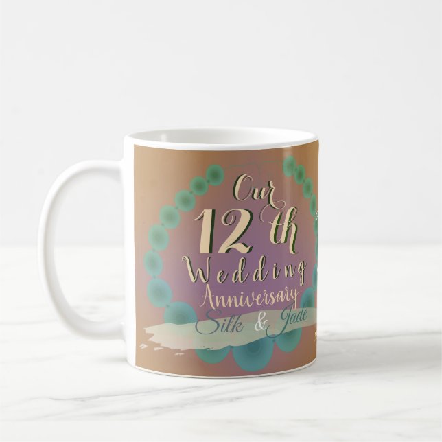 12th Wedding Anniversary Silk & Jade Coffee Mug (Left)