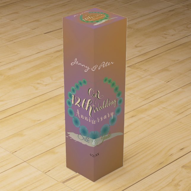 12th Wedding Anniversary Silk & Jade Wine Box (Front)