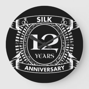 12TH wedding anniversary silk Large Clock