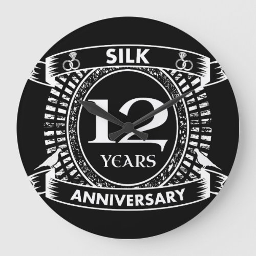 12TH wedding anniversary silk Large Clock