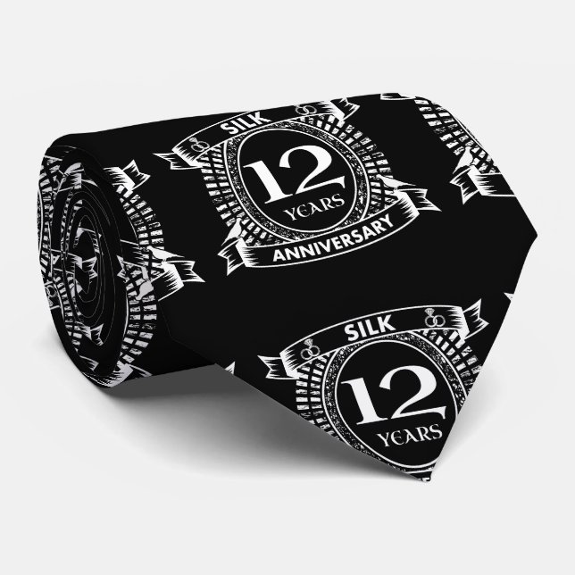 12TH wedding anniversary silk Neck Tie (Rolled)