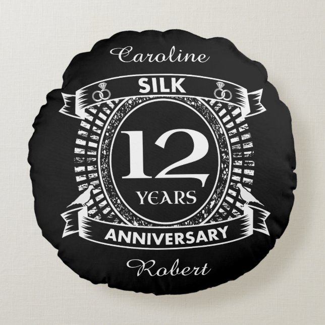 12TH wedding anniversary silk Round Pillow (Front)