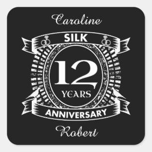 12TH wedding anniversary silk Square Sticker