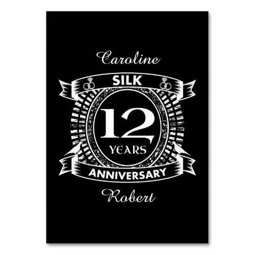 12TH wedding anniversary silk Table Number