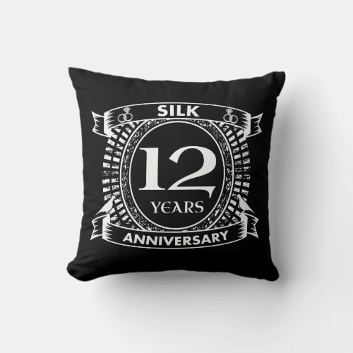 12TH wedding anniversary silk Throw Pillow
