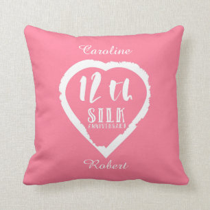 12th wedding anniversary silk traditional throw pillow
